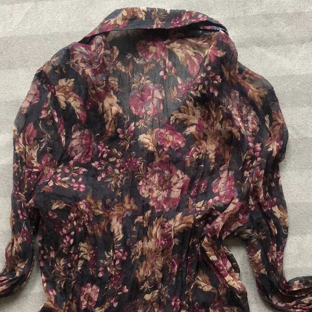 NWOT, MEXX, sheer, floral, light, button down women  shirt, 100% cotton blouse - Picture 8 of 8